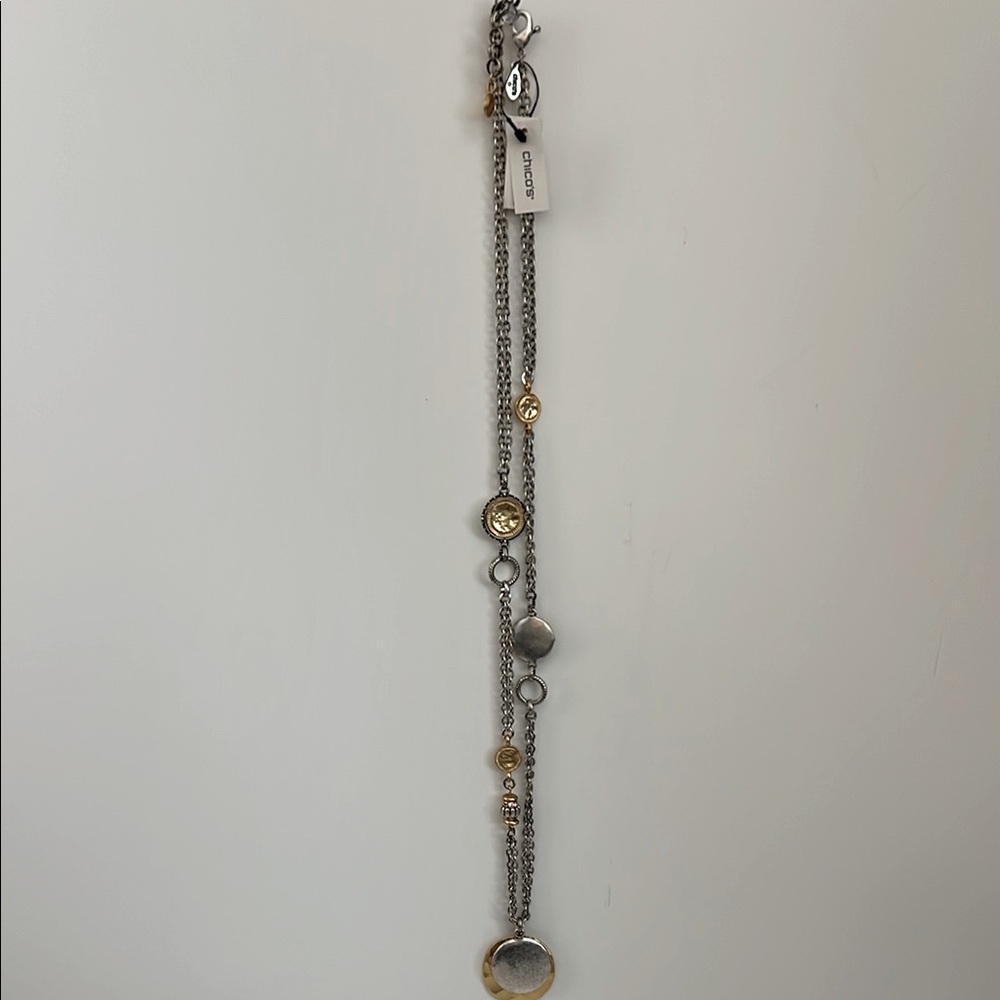 Chico's Silver and Gold Modern Necklace